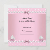 Invitation Douce Fête de Bébé Fille Mignonne Gâteau Rose Pail (Dos)