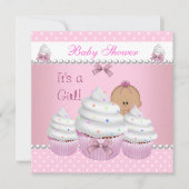 Invitation Douce Fête de Bébé Fille Mignonne Gâteau Rose Pail (Devant)