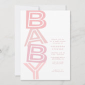 Invitation Douce fête de bébé fille rose moderne audacieuse (Devant)