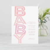 Invitation Douce fête de bébé fille rose moderne audacieuse (Debout devant)