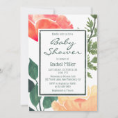 Invitation Douce Fête de Bébé Florale Aquarelle Rose (Devant)