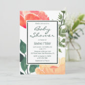 Invitation Douce Fête de Bébé Florale Aquarelle Rose (Debout devant)