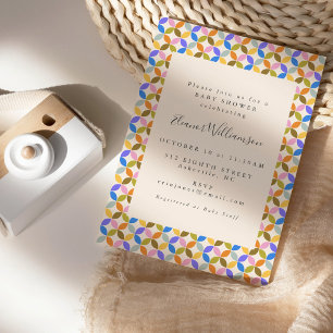 Invitation Douce Fête de Bébé Géométrique Colorée et Mixte