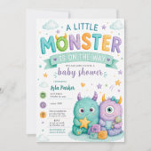 Invitation Douce Fête de Bébé Monstre pour Halloween (Devant)