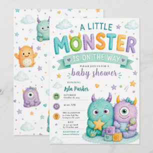 Invitation Douce Fête de Bébé Monstre pour Halloween