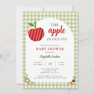 Invitation Douce Fête de Bébé Pomme de Notre Oeil à Carreaux
