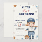 Invitation Douce Fête de Bébé pour Notre Petit Batteur de Bas (Devant / Derrière)