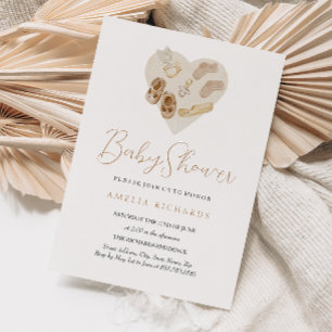 Invitation Douce Fête de Bébé Rose Boho Heart