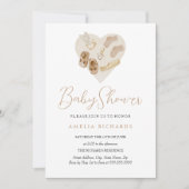 Invitation Douce Fête de Bébé Rose Boho Heart (Devant)