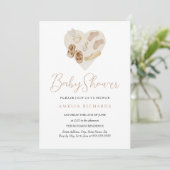 Invitation Douce Fête de Bébé Rose Boho Heart (Debout devant)