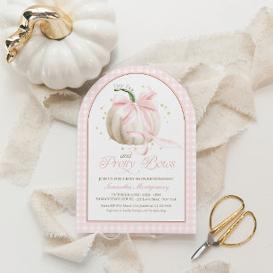 Invitation Douce Fête de Bébé Rose Citrouille Petits Pieds et