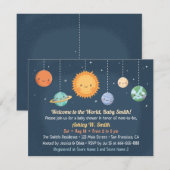 Invitation Douce Fête de Bébé sur le Thème de l'Espace avec l (Devant / Derrière)