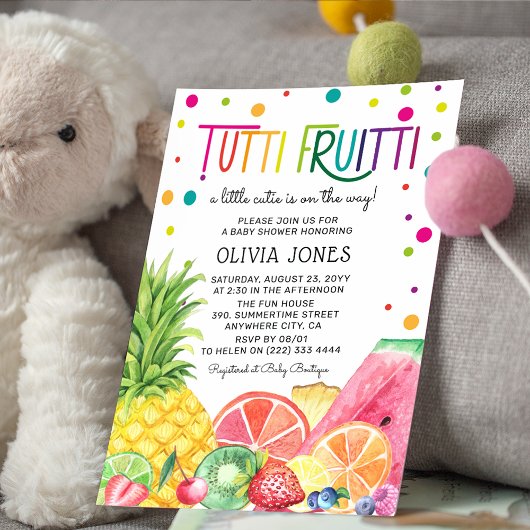 Invitation Douce Fête de Bébé Tutti Fruitti de Fruits d'Été