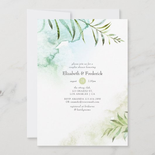 Invitation Douce Fête de Couple à l'Aquarelle (Devant)