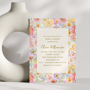 Invitation Douce Fête de Mariage aux Fleurs Aquarelle Pastel
