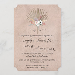 Invitation Douce Fête de Mariage Bohème Florale Pampas Rose