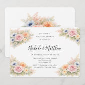 Invitation Douce Fête de Mariage Florale Aquarelle (Devant / Derrière)