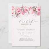 Invitation Douce Fête de Mariage Florale Rose Editable  (Devant)