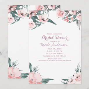 Invitation Douce Fête de Mariage Florale Tropicale Rose