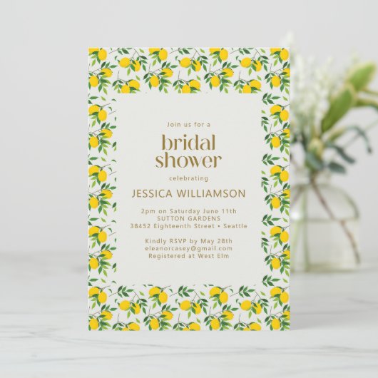 Invitation Douce Fête de Mariage sur le Thème des Citrons d'É (Debout devant)