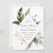 Invitation Douce Fête de Mariage Tropicale en Vert pour Coupl (Devant)