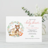 Invitation Douce Fête de Naissance Animaux de la Forêt (Debout devant)