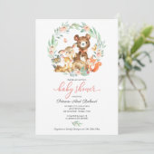 Invitation Douce Fête de Naissance Animaux de la Forêt (Debout devant)