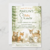 Invitation Douce Fête de Naissance Animaux de la Forêt (Devant)