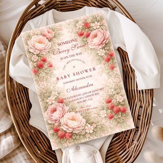 Invitation Douce Fête de Naissance aux Fraises