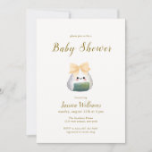 Invitation Douce Fête de Naissance Bébé Watercolor Bow Onigir (Devant)