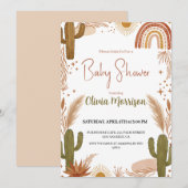 Invitation Douce Fête de Naissance Bohème Désert Cactus, Arc- (Devant / Derrière)