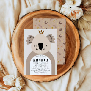 Invitation Douce Fête de Naissance Bohème Koala Neutre