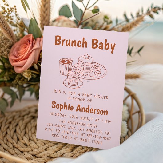 Invitation Douce Fête de Naissance Café & Crêpes Brunch