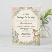 Invitation Douce Fête de Naissance Cerf Lapin Bois (Debout devant)