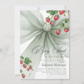 Invitation Douce Fête de Naissance de Bébé aux Fraises avec u (Devant)