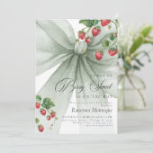 Invitation Douce Fête de Naissance de Bébé aux Fraises avec u (Debout devant)