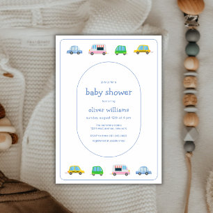 Invitation Douce Fête de Naissance de Bébé avec Véhicule Colo