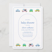 Invitation Douce Fête de Naissance de Bébé avec Véhicule Colo (Devant)