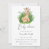 Invitation Douce Fête de Naissance de Girafe Verte (Devant)