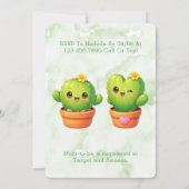 Invitation Douce Fête de Naissance de Jumeaux Cactus (Dos)