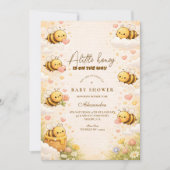 Invitation Douce Fête de Naissance de l'Abeille à Miel (Devant)