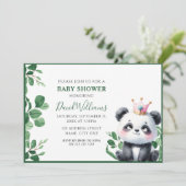 Invitation Douce Fête de Naissance de Panda avec Végétation, (Debout devant)