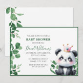 Invitation Douce Fête de Naissance de Panda avec Végétation, (Devant / Derrière)