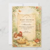 Invitation Douce Fête de Naissance de Petits Poussins de Ferm (Devant)