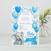Invitation Douce Fête de Naissance d'Éléphant 🐘 (Debout devant)