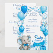 Invitation Douce Fête de Naissance d'Éléphant 🐘 (Devant / Derrière)