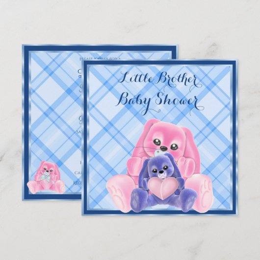 Invitation Douce Fête de Naissance du Petit Frère (Devant / Derrière)