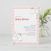 Invitation Douce Fête de Naissance Fille Rose Mignonne (Debout devant)