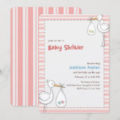 Invitation Douce Fête de Naissance Fille Rose Mignonne (Devant / Derrière)