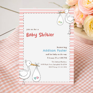 Invitation Douce Fête de Naissance Fille Rose Mignonne